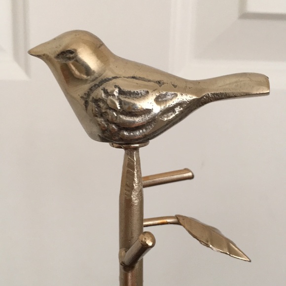 Jewelry Necklace Stand Gold Color Bird Tree Branches Leaves Base bowl - Picture 2 of 11